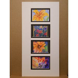 Joan Boerger Vintage 4 Framed Watercolor Flowers Art - Original Art Prints
